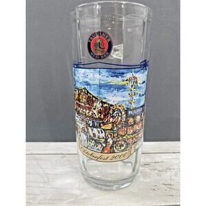 2000 Oktoberfest Paulaner Munchen Heavy Glass Ribbed Beer Colorful Mug Stein